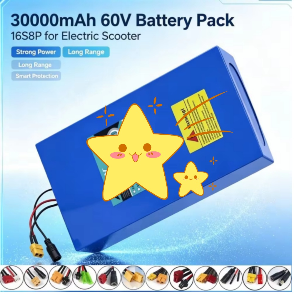60V 30Ah Electric Scooter Battery - 16S8P 1000W-3000W 60V 30Ah Hochleistungs-18650-Lithiumbatterie für
